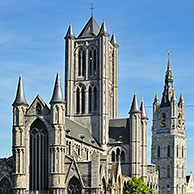 The Saint Nicholas' church / Sint-Niklaaskerk and the belfry at Ghent, Belgium