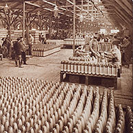 Workers filling shells in the Gaineville ammunition factory at Graville during the First World War 