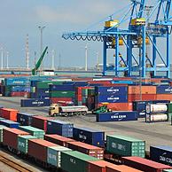 Container terminal cranes at the Port of Zeebrugge, Belgium