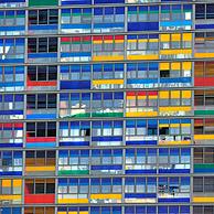 Colourful flats at the Euralille quarter in Lille, France