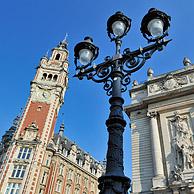 Bell tower of Chamber of Commerce and the Opéra de Lille at the Place du Théatre, Lille, France